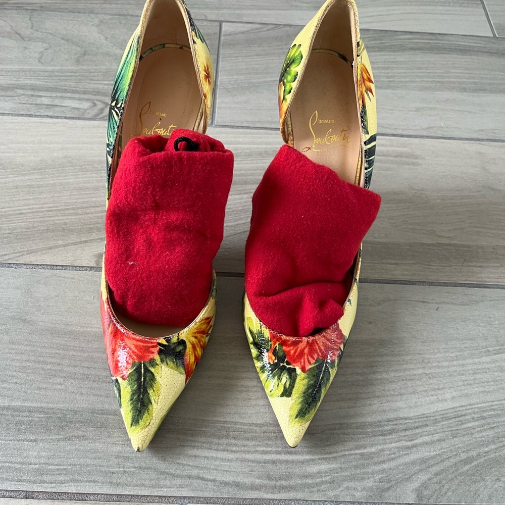 Christian Louboutin Hawai Iriza 100mm Pumps Heels, Size EU 38.5, Worn Once